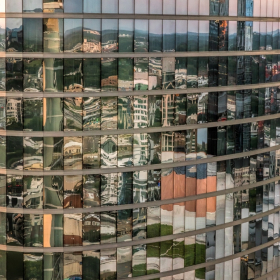 Downtown Reflected in Sky Scraper